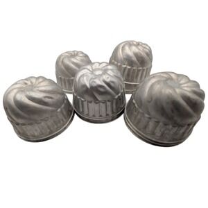 Vintage Aluminum Jello Molds Set of 12 Swirl Fluted Individual Dessert Tins